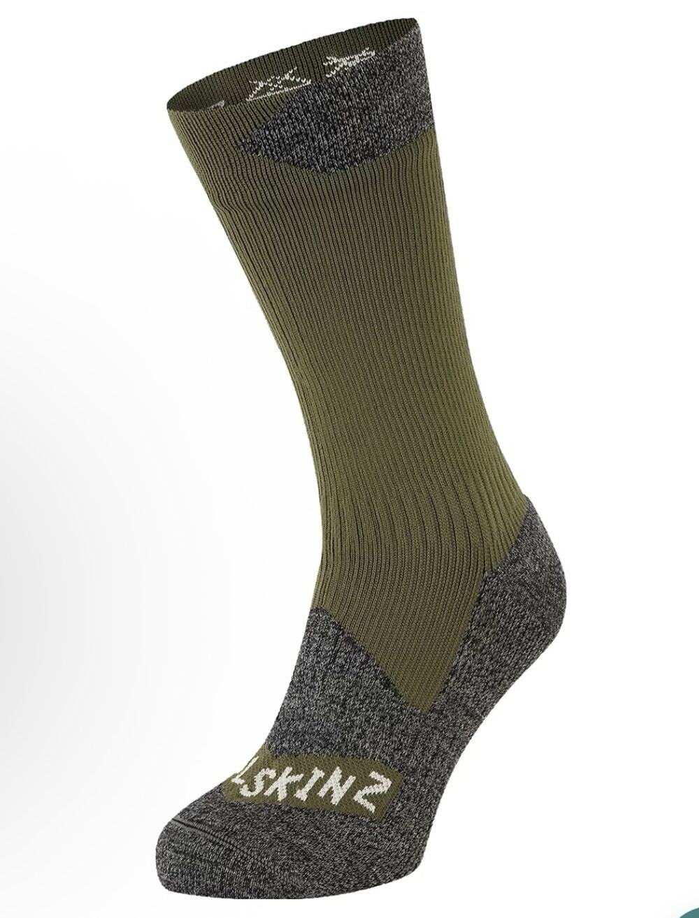 SealSkinz Raynham Waterproof All Weather Mid Length Socks - Olive / Grey Marl L